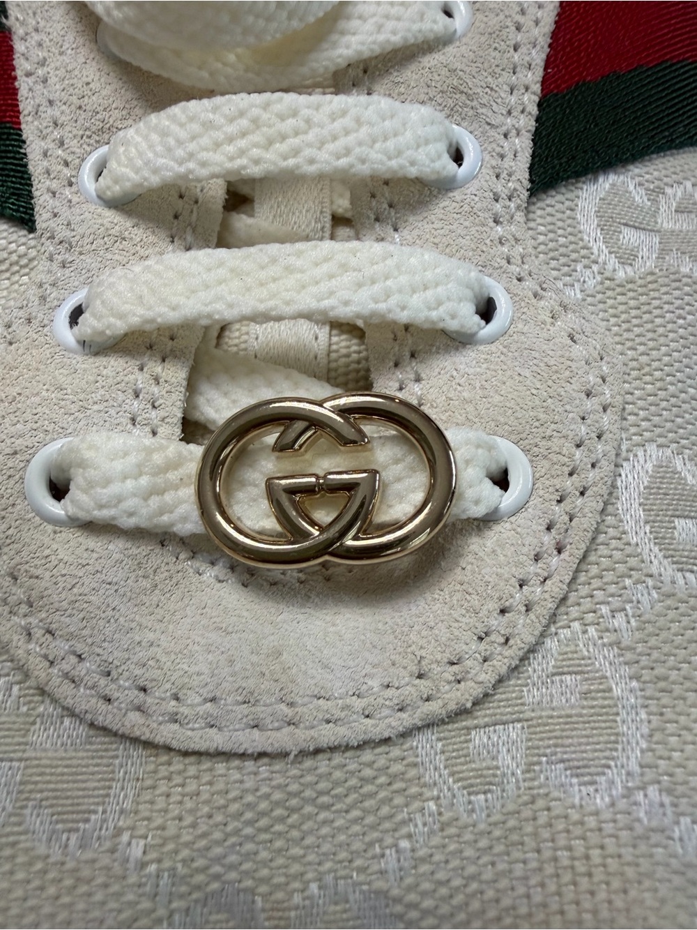 NEW GUCCI WOMEN’S GG CANVAS WEB SNEAKERS WHITE SIZE 38 BOX DUST BAG - Picture 11 of 13
